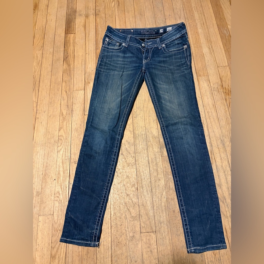 Miss Me Skinny Straight Leg Blue Denim Jeans. Bling Jeans